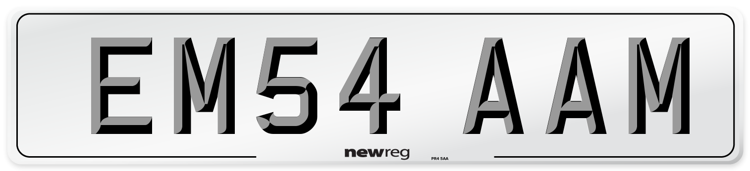 EM54 AAM Number Plate from New Reg